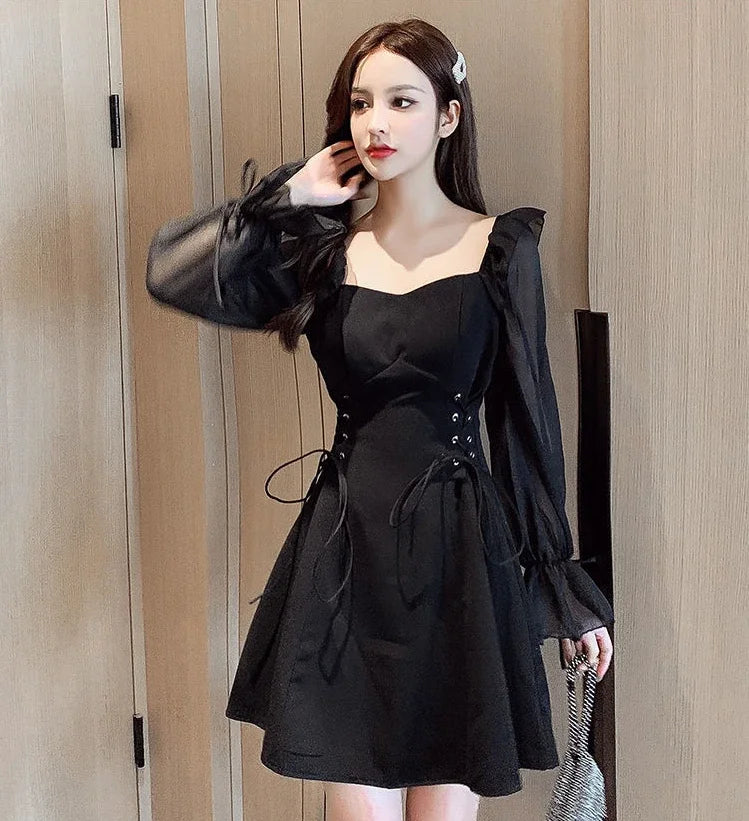 Female Dresses  Coquette Women's DressSilk Satin Chiffon Sexy Black Holiday New Features Korean Style Clothing Cheap Casual X In