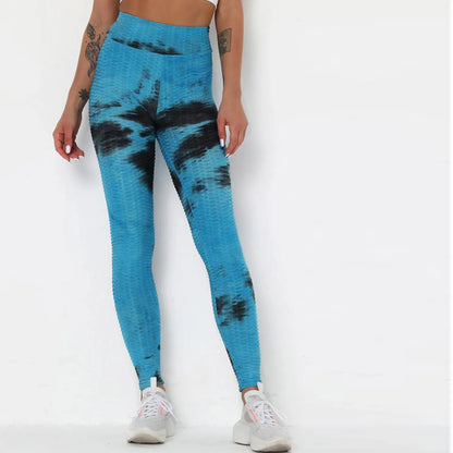 Yoga Pants Tie Dye Seamless Leggings Push Up Women Sports Fitness Contour Yoga Running Pants Elastic Nylon Tights Legging