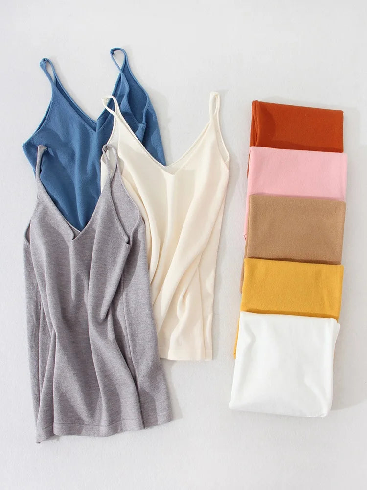 Women Knitted Top Straps Basic Summer Tank Tops For Women 2023 Camisoles T Shirts Women Tops Summer Pulovers Woman Summer Tops