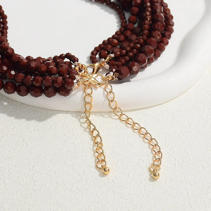 Bohemian Multi Layer Handmade Beaded Necklaces for Women Exaggerated Red Green Waterfall Beads Pendant Necklace Party Jewelry