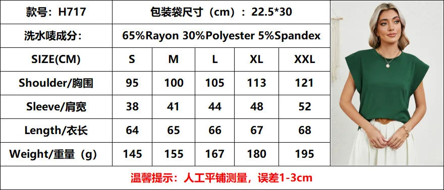 Tops for Women Trendy Summer Casual Short Sleeve Basic Textured Stripe Solid Color Round Neck T Shirts Blouse 2024