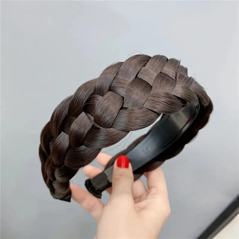 Wig Braided Headbands for Women Fishbone Wide Twist Hairbands Handmade Head Hoop Hair Bands Styling Headwear Accessories Gift