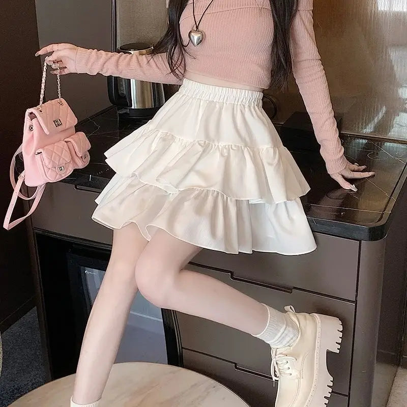 Cake Skirt Women's 2025 Spring and Summer New Lace Edge Slimming A-line Puff Skirt Women's Half Skirt