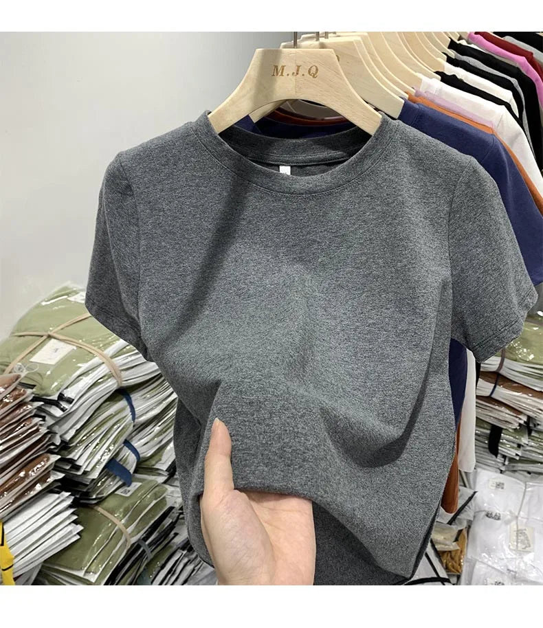 Women T Shirt Girls T-Shirt Woman Clothes Tops  Tshirt Female Short Sleeve Spring Tee Sexy Y2k Top White