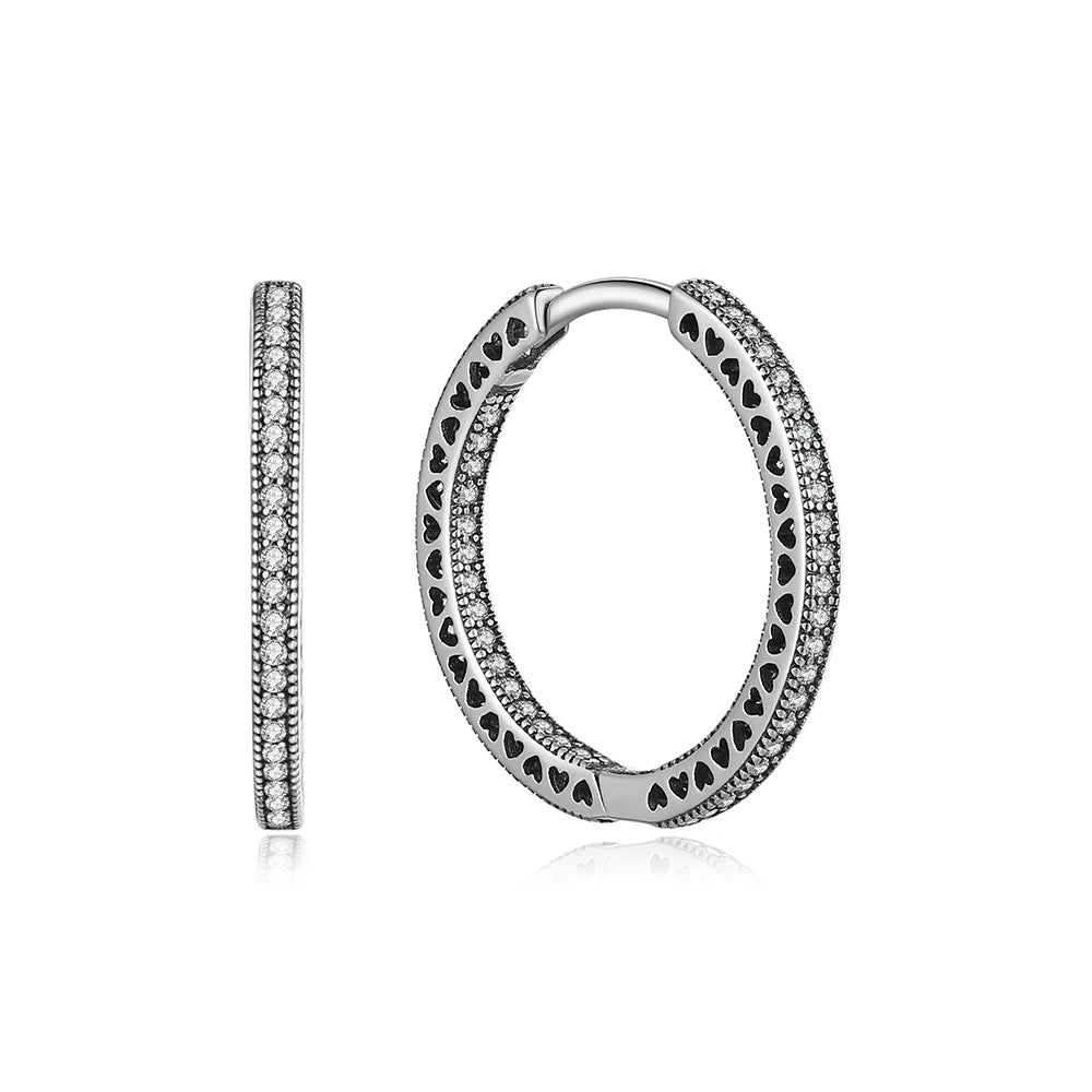 Original 925 Sterling Silver Earrings 2025 Stud Hoop Crystal Earings For Women Rose Gold Crown Heart Infinity Bee Earing Jewelry