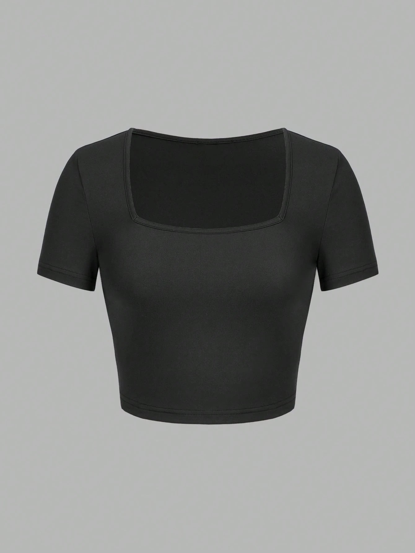 Woman T-shirt Square Neckline tops Short Sleeve crop tops for women girls sexy street wear  top tees