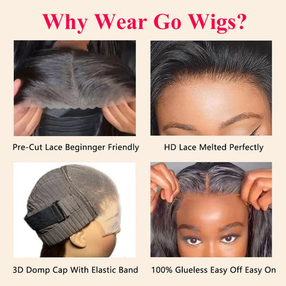 Wear And Go Glueless Wig Human Hair 7x5 5x5 HD Lace Closure Wigs Straight Body Wave Human Hair Wigs Lace Front Ready To Go