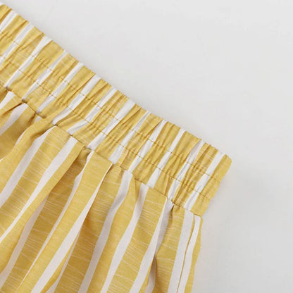 Women's Dress Sets Autumn New Striped Long-sleeved Loose Lace-up Top High-waisted Trousers Fashion Casual Suit for Women