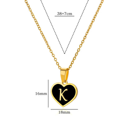 Initial Letter Necklaces for Women Clavicle Chain Heart Pendant Necklaces Alphabet Stainless Steel Jewelry Freeshipping collares
