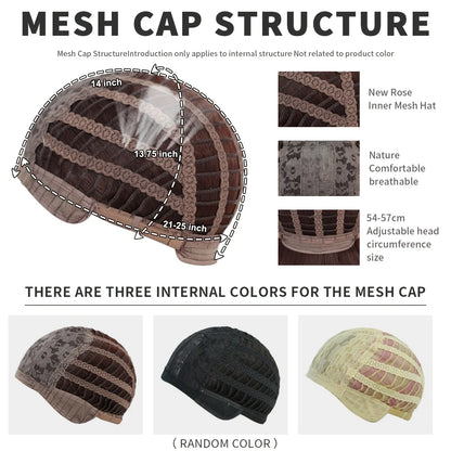 7JHHWIGS Long Body Wave Copper Highlight Beige Wig for Women High Density Synthetic Layered Modest Fashion Wigs with Neat Bangs