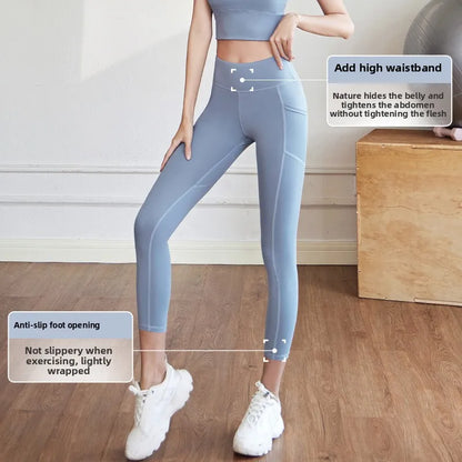 Yoga Pants Women High Waist Lift Hip Mesh Side Pocket Stretch Sports Leggings Running Yoga Clothing Fitness Pants