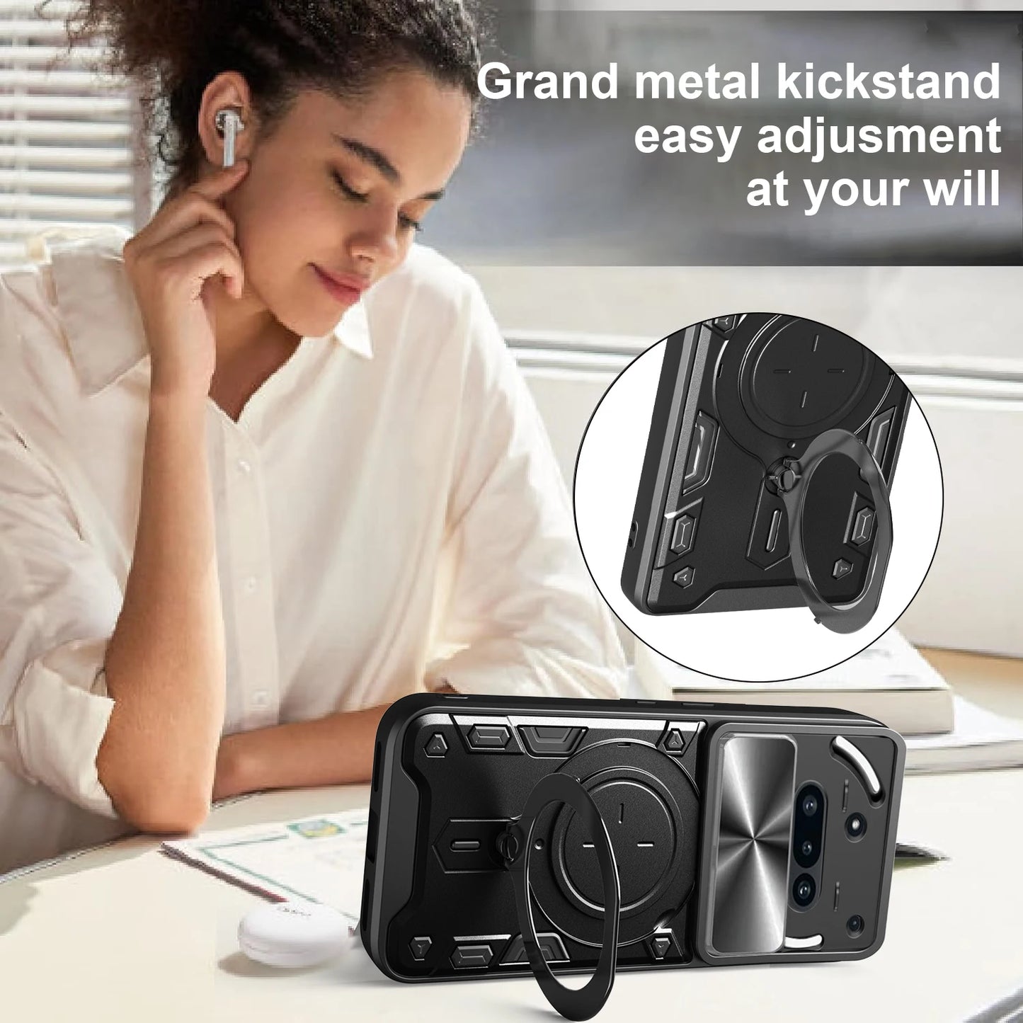 Protective Cover For Nothing Phone 3a Case With Ring Stand Holder Lens Protection Fundas Coque Capa