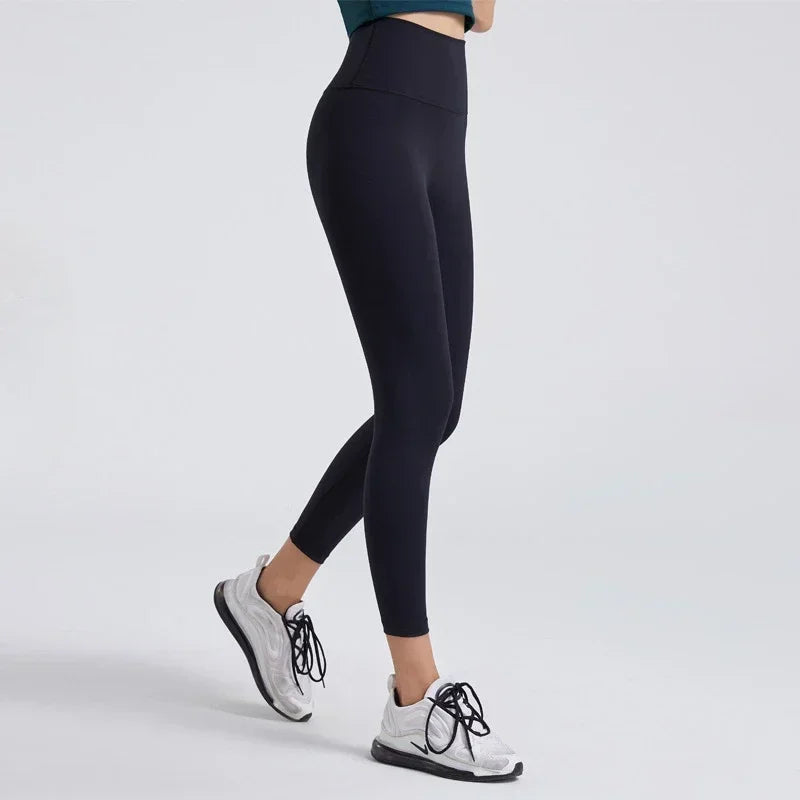 High Waisted Nude Feeling No Embarrassment Line Yoga Pants Women Stretch Firming Lift Hip Sports Fitness Bottom Pants
