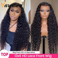 YAWAWE Hair Water Wave 13x6 HD Lace Frontal Wigs Brazilian Wigs 100% Human Hair For Women Deep Curly Wigs preplucked Precut