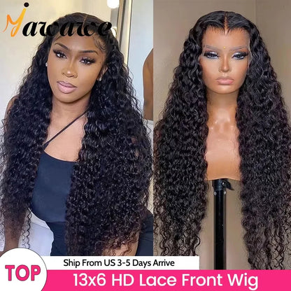 YAWAWE Hair Water Wave 13x6 HD Lace Frontal Wigs Brazilian Wigs 100% Human Hair For Women Deep Curly Wigs preplucked Precut
