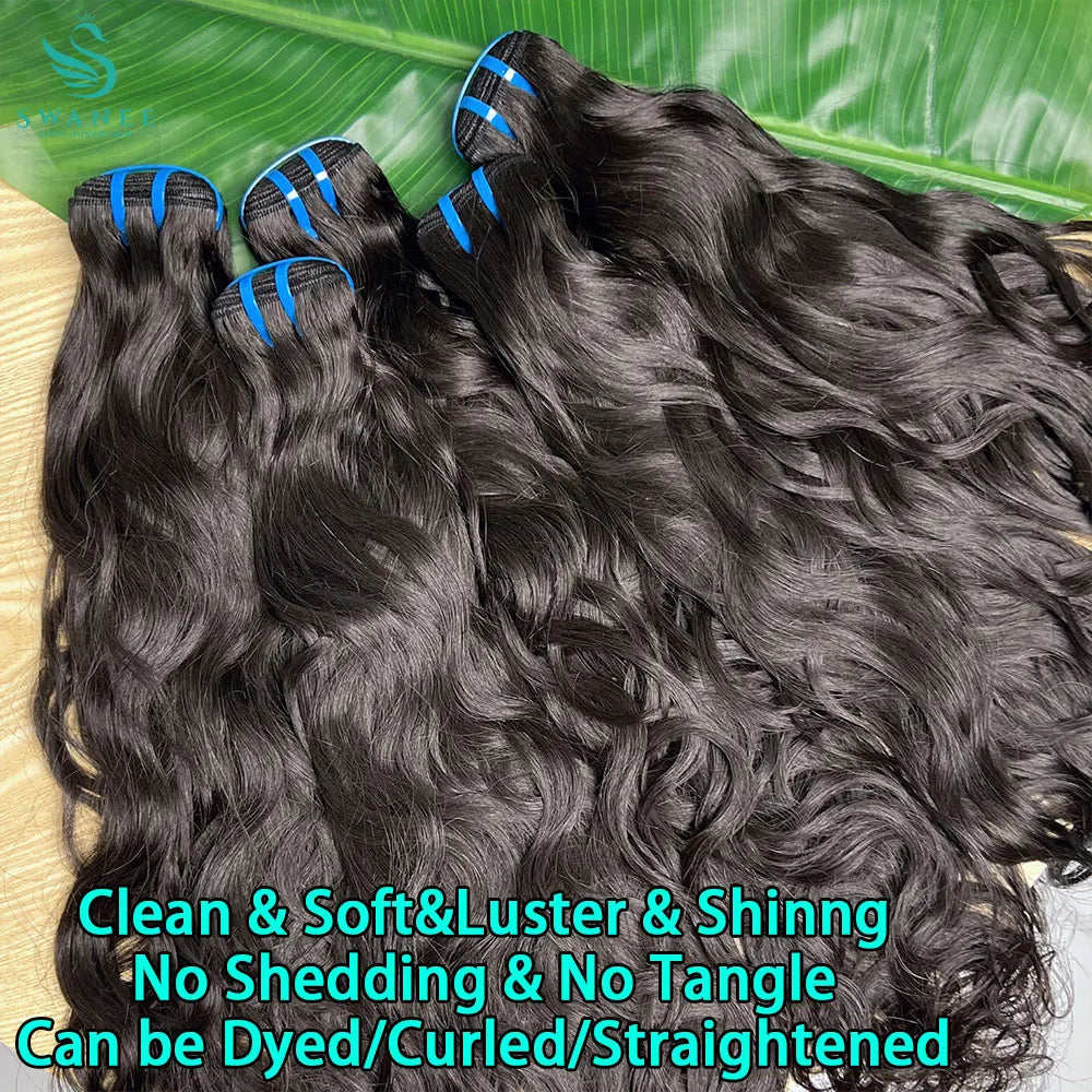 Natural Wave Hair 1/3/4 Bundles Deal 100% Virgin Raw Human Hair Weave Extension Double Wefts Can Be Colored Dyed 10-30Inch