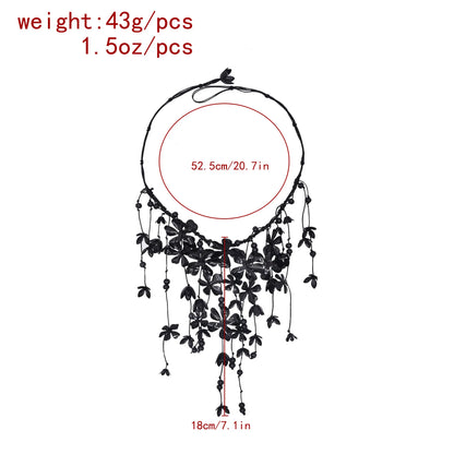 Bohemian Flower Necklace Hand Woven Multi-layer Floral Necklace Exaggerated Collarbone Chain Bridal Dress Accessories for Women