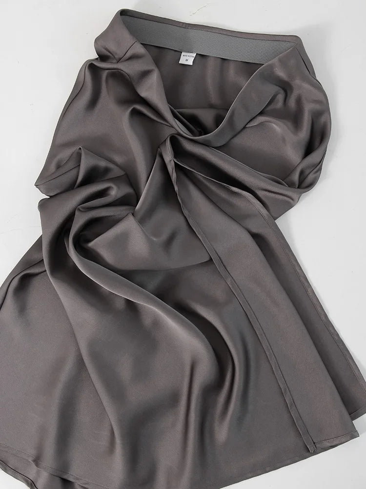 Long Satin Skirts For Women Summer High Quality Skirt With Slit On The Side Silk Elegant Black Maxi Luxury Women's Skirts 2025