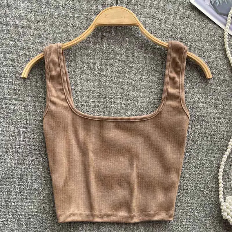 Tank Top Women Sexy Backless Y2k Top Slim Fit Bottoming Blouse Solid Crop Top Sleeveless Camis Mujer