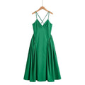 Women's Dresses 2025 New Holiday Temperament Suspenders Back Crossover Maxi Skirt Summer elegant fashion women's midi skirt