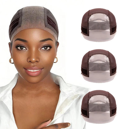 Wig Cap with Grip Band for Keeping Wigs in Place, More Full Cap-wide Transparent Lace for Lace Front Wigs