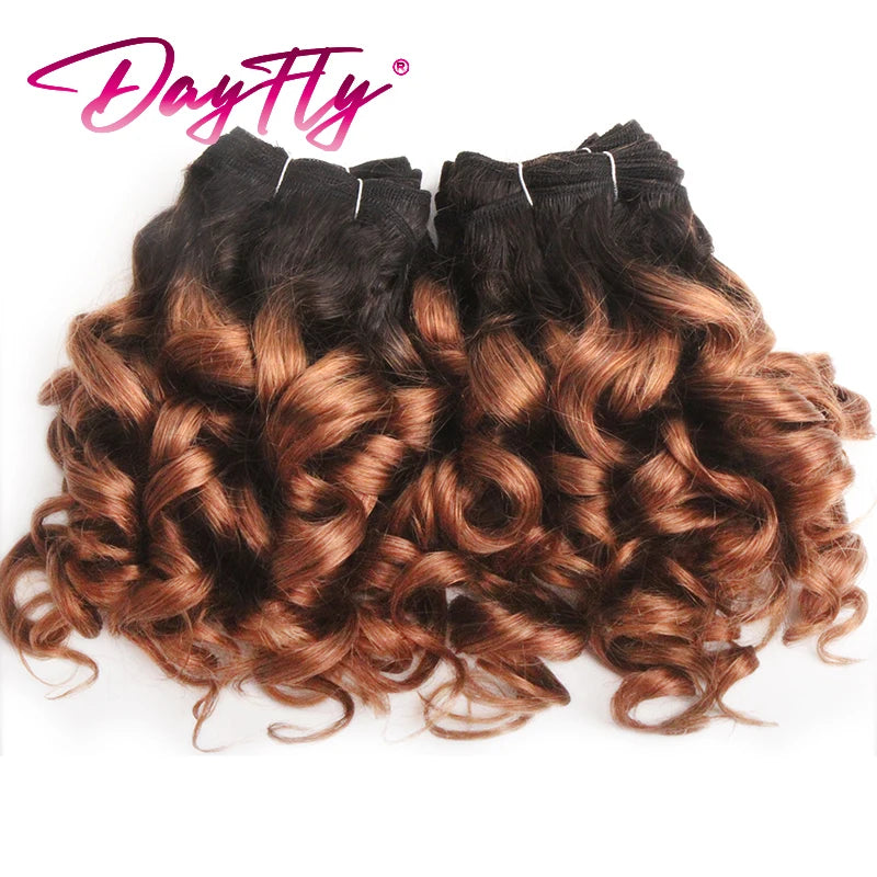 Brazilian Hair Weave Bundles 100% Human Hair Bundles Short Curly Hair Bundles 8Inch 6 Bundles Colored Hair Extensions For Women