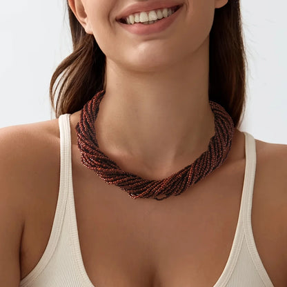 1 Pc Bohemian Fashion Sexy Elegant Multi layer Bead Necklace for Women Sweet Neck Chain Clavicle Chain Halloween Gift for Women