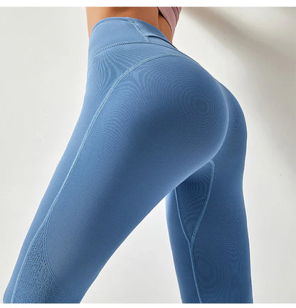 Women High Waist Yoga Pants Leggings with Back Pocket Running Cycling Breathable Sports Leggings Fitness Workout Gym Clothing