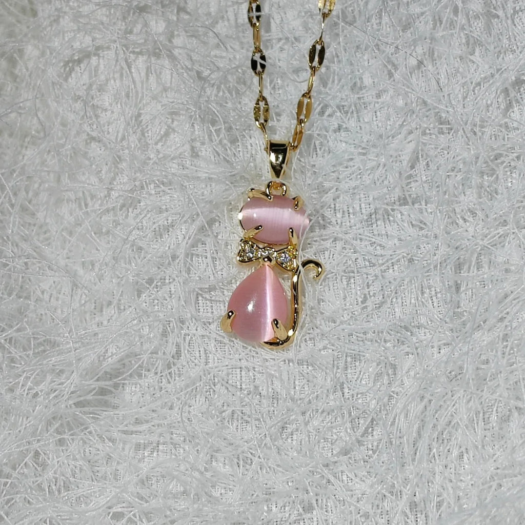 Trendy Animal Collarbone Necklaces for Women - Creative Cat Design with Stainless Steel Chain