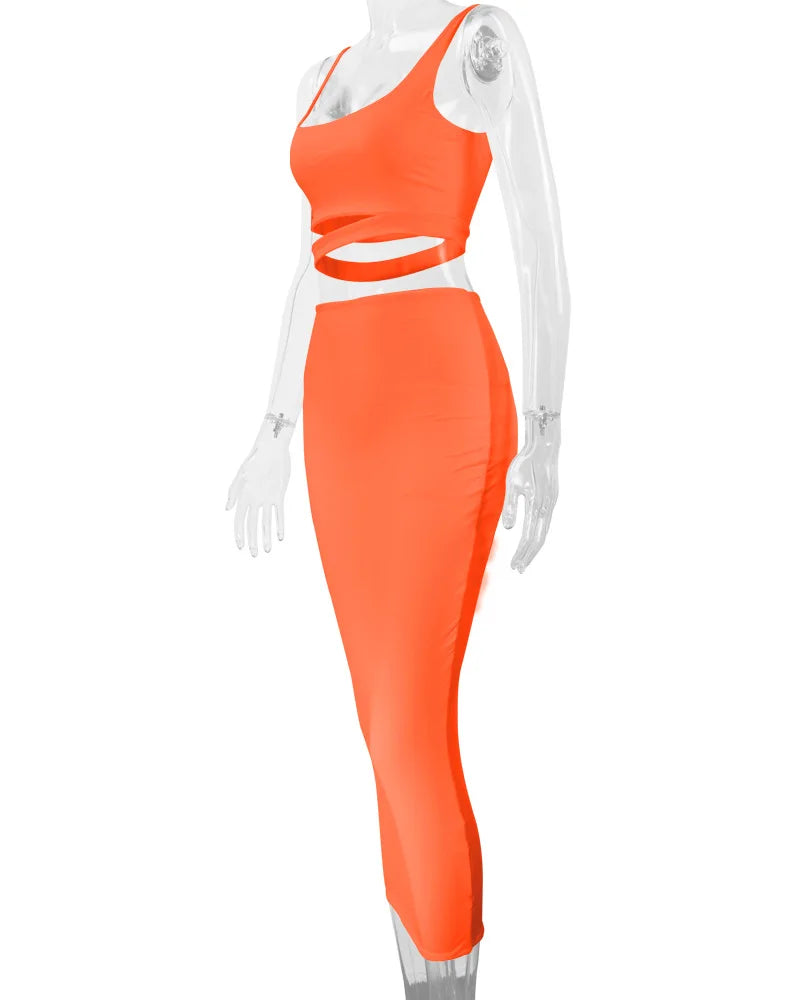 Women Dress Elegant Long Dresses Party Night Dress Women Dresses Woman Female Clothing Sexy Pleated Hollowout Two-piece Dress