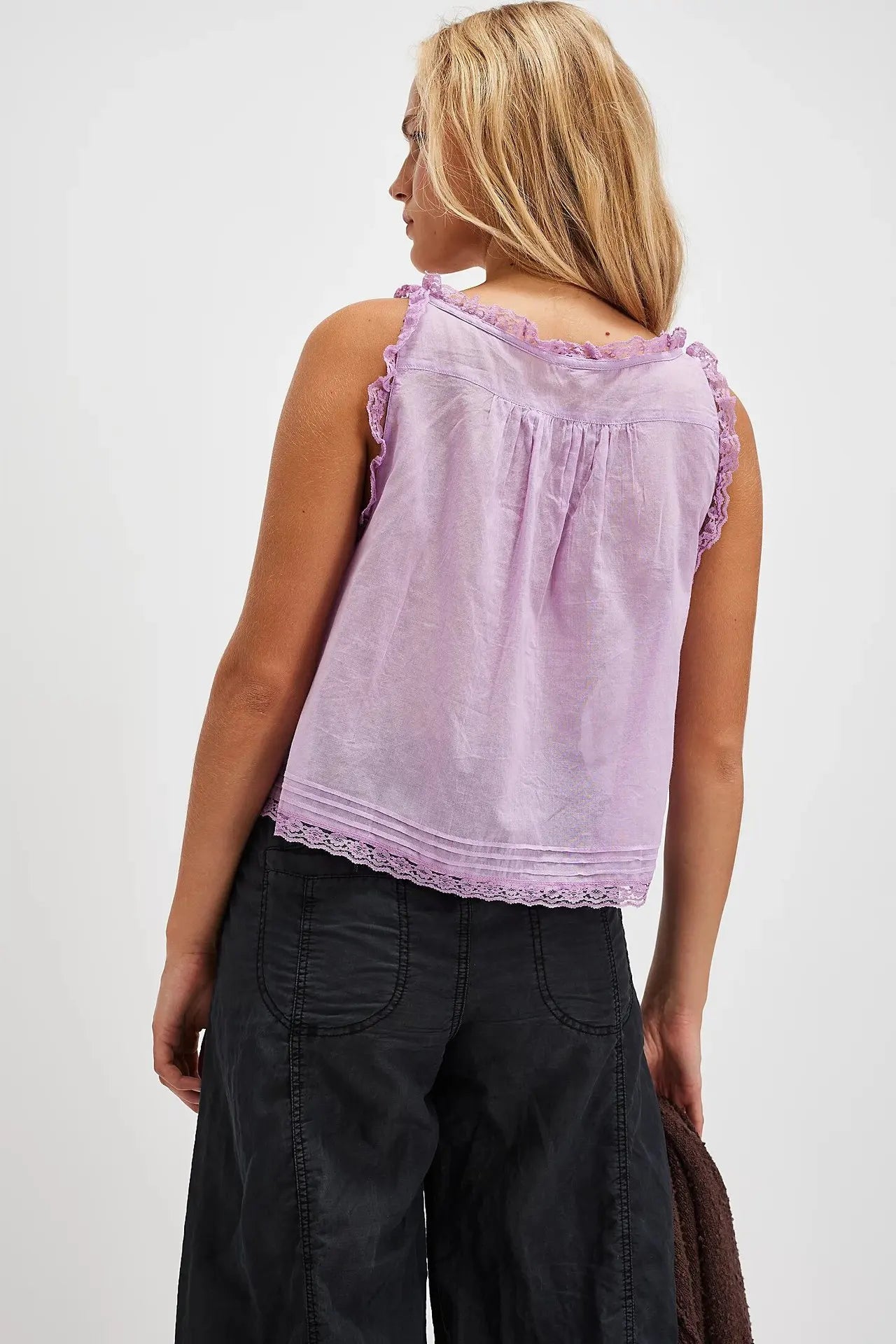 Women Sexy Crop Tops Sleeveless Boho Free Style Tank Tops Splice Lace Hippie Tops Button Down Summer Caimis Tee Top Female Cloth