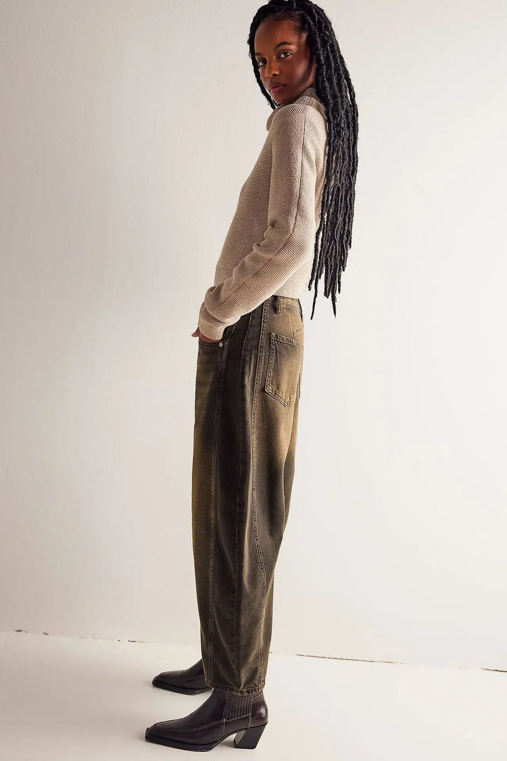 Cotton Denim Long Jeans For Women Trousers Casual  High Waisted Jeans Cropped Pants For Spring Summer Boho Beach Baggy Jeans