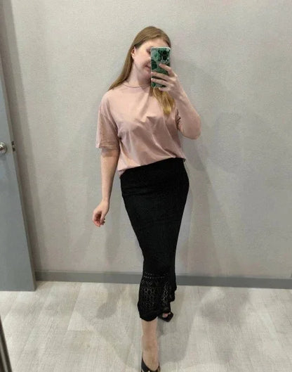 Women Skirt Summer Long Skirts Midi High Waist Girls Solid Vintage Skrits Sexy A Line Harajuku Skirt Y2k Kawaii Lace Pleated