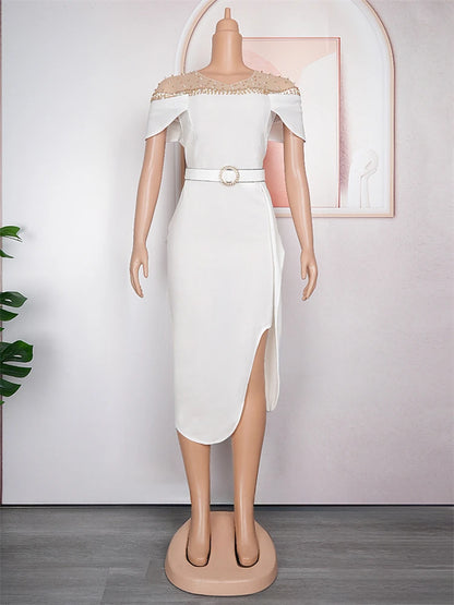 Elegant Party Dresses For Women 2025 Spring Summer Short Sleeve Bodycon Robe African Wedding Prom Evening Dress Ladies Clothing