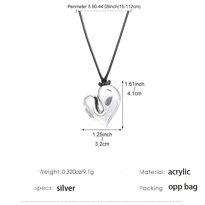 New Heart Pendant Necklaces For Women Vintage 80s Aesthetic Adjustable Pull-out Necklace Fashion Romantic Choker Trendy Jewelry