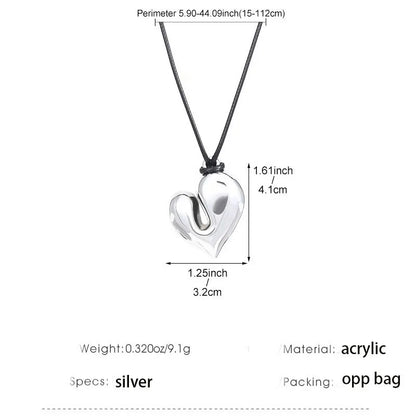 New Heart Pendant Necklaces For Women Vintage 80s Aesthetic Adjustable Pull-out Necklace Fashion Romantic Choker Trendy Jewelry