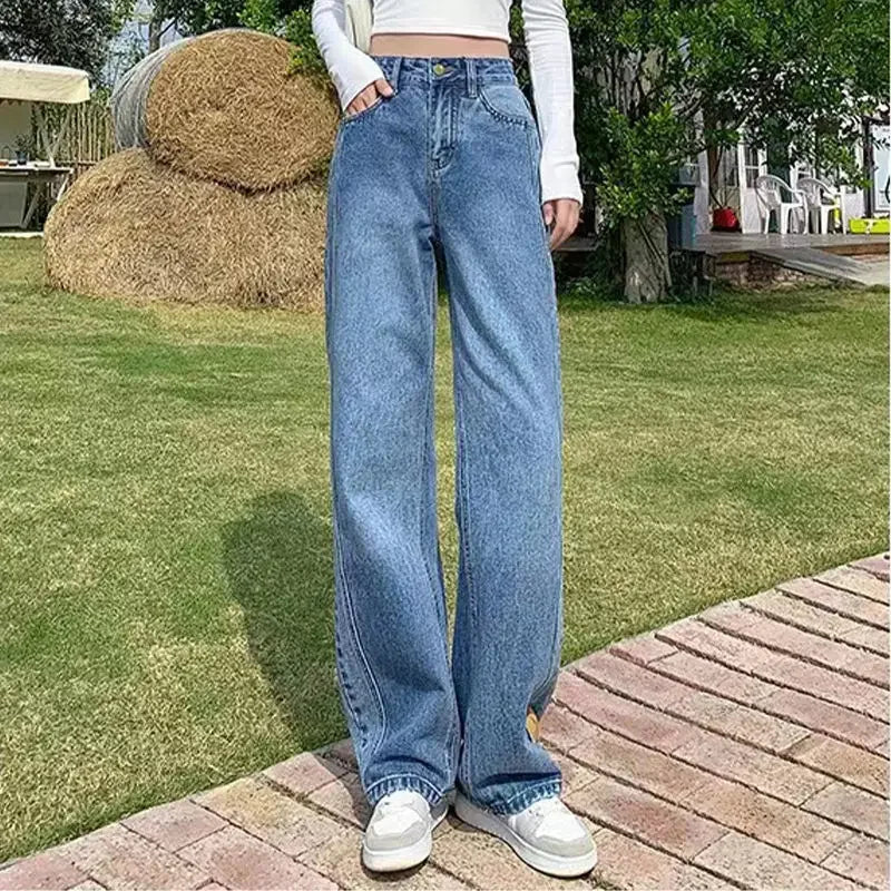 Denim Pants Woman High Waist Shot Straight Leg Trousers Jeans for Women with Pockets Office Retro Fashion Casual Luxury Designer