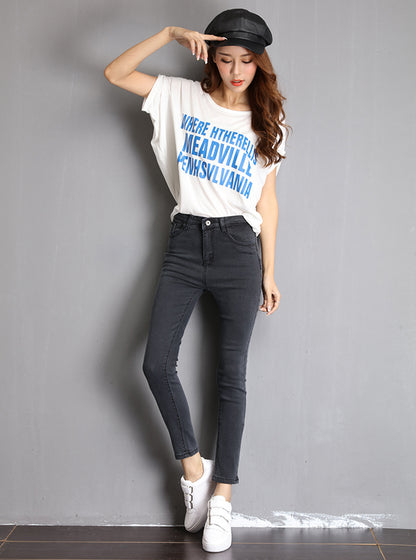 Jeans for Women Mom Jeans Blue Gray Black Woman High Elastic Stretch Jeans Female Washed Denim Skinny Pencil Pants