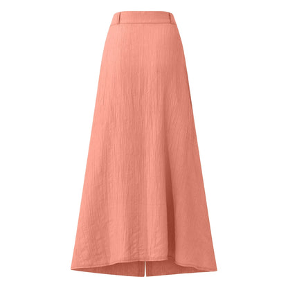 Midi Skirts For Women Bohemian Style Daily And Versatile Half Skirt Fashion Plain Color Basics High Waist Beach Button Dress