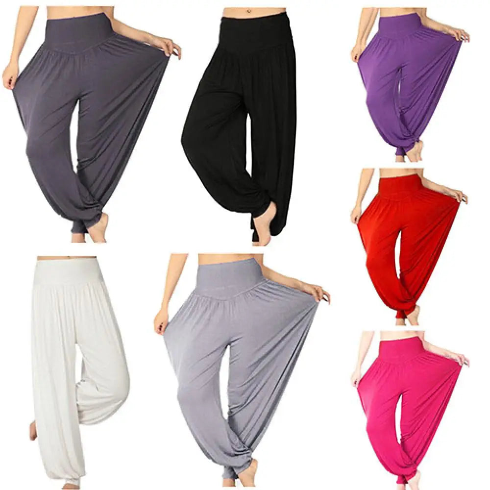 Women's Comfy Harem Yoga Loose Long Pants Belly Dance Boho Sports Wide Trousers Bloomers Dancewear Lady Sweatpants Harlan Pants
