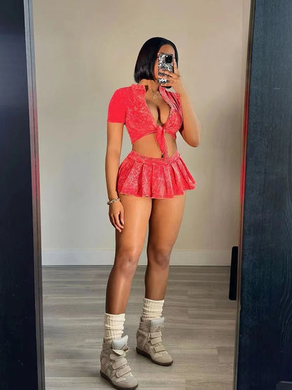 Skirt Sets Women 2 Piece Outfit Solid Color Streetwear Summer Outfit Ladies Wholesale Dropshipping