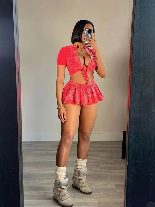 Skirt Sets Women 2 Piece Outfit Solid Color Streetwear Summer Outfit Ladies Wholesale Dropshipping