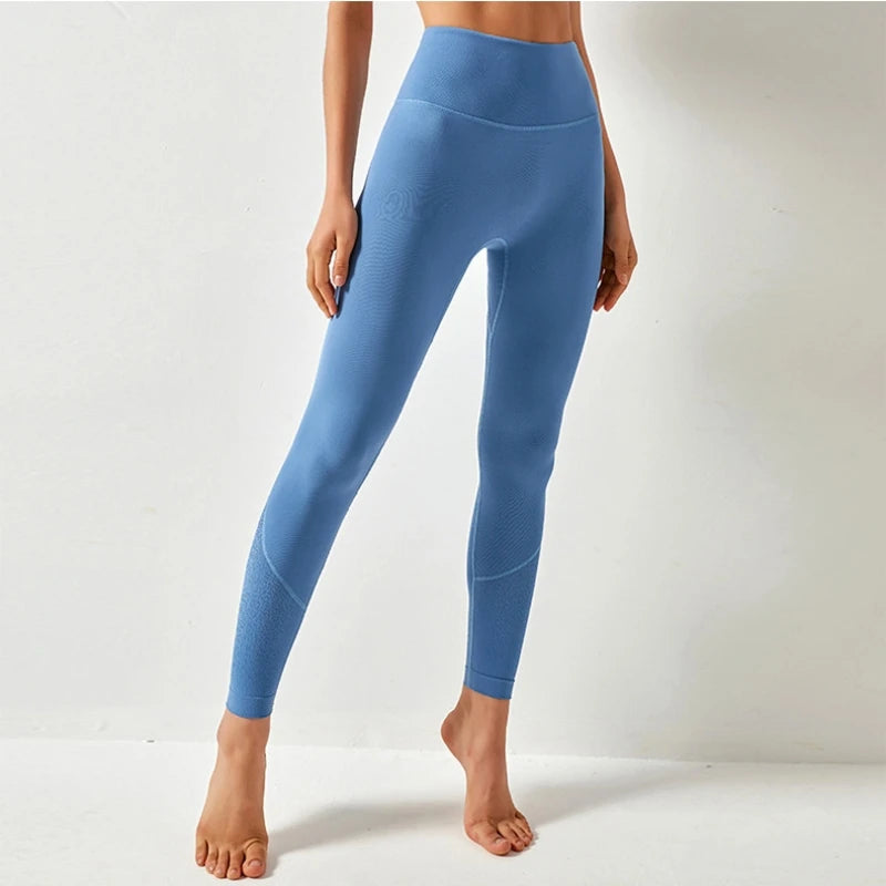 Women High Waist Yoga Pants Leggings with Back Pocket Running Cycling Breathable Sports Leggings Fitness Workout Gym Clothing