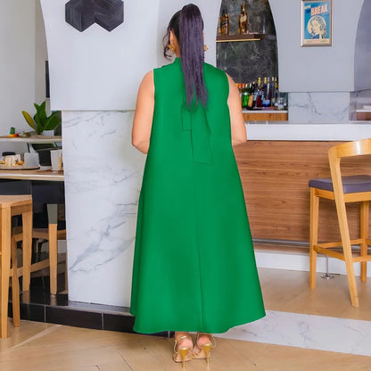 Elegant Dresses for Woman 2025 New O Neck Sleeveless Floral Decorate Straight Ankle Length Fashion Ladies Birthday Party Dress