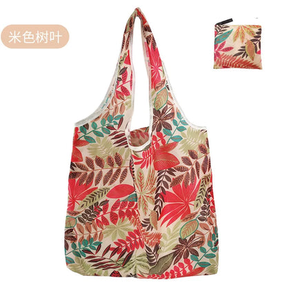 Reusable Shopping Bags Foldable Large Size Women Shopping Bags Totes Heavy Duty Washable Cloth Grocery Bags Eco-Friendly Bags