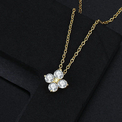 Women's Neck Chain Simple Daily Crystal Flower Pendant Necklaces Gold Color Chokers Birthday Gift For Girls Fashion Jewelry N087