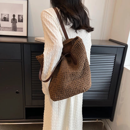 Women Shouder Bag Bohemian Straw Underarm Bag Summer Beach Woven Armpit Bag Large Casual Crochet Tote Bag Shopping Bags
