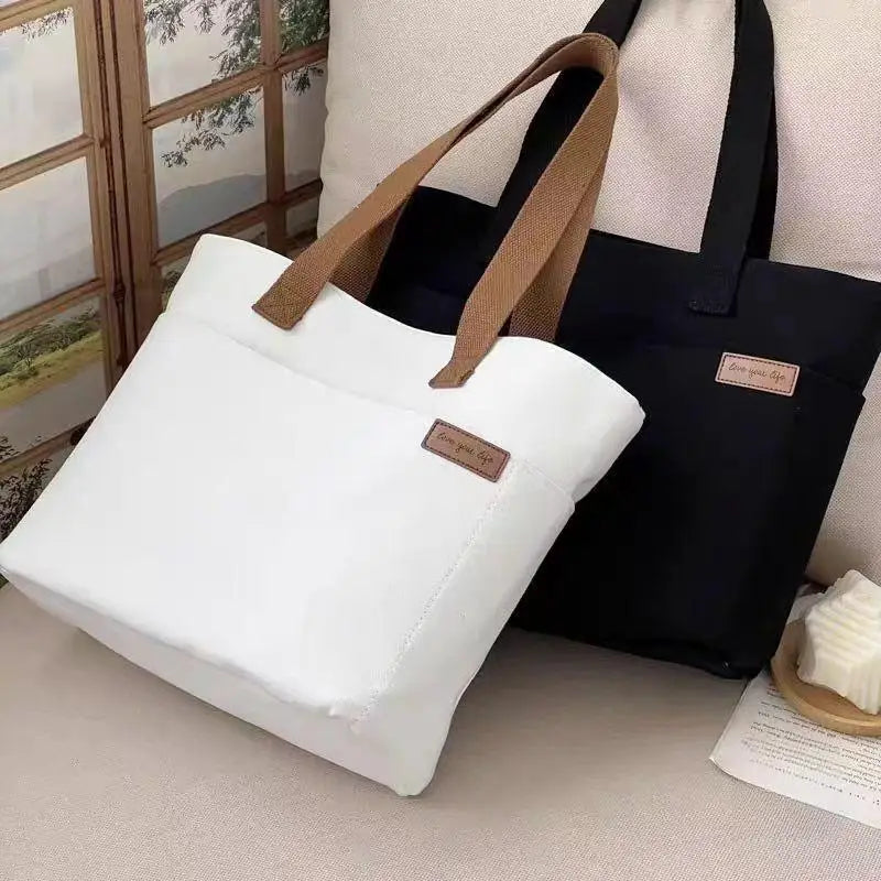 New Canvas Tote Bags for Women Large Capacity Single Shoulder Bag Student Classes Commute Carrying Bag Ladies Casual Handbags