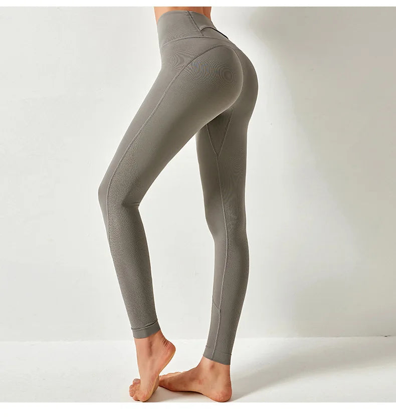 Women High Waist Yoga Pants Leggings with Back Pocket Running Cycling Breathable Sports Leggings Fitness Workout Gym Clothing