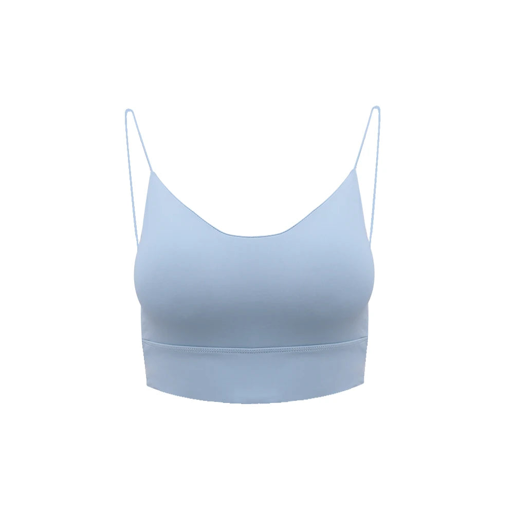 Sexy Women Crop Tops Ice Silk Summer Bra Sports Spaghetti Strap Vest Top Women Built In Bra Off Shoulder Sleeveless Camisole